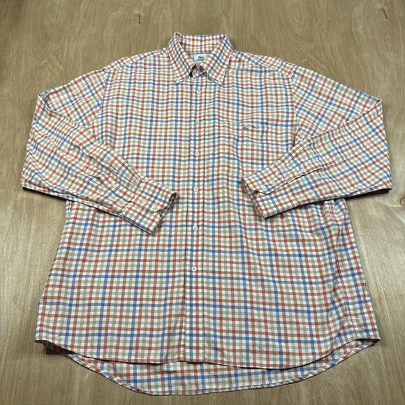 Lacoste Men's Plaid Button-Down Long Sleeve Shirt Size 44 - Picture 1 of 5